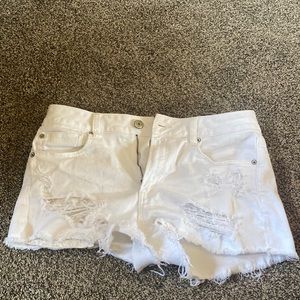 American Eagle white distressed shorts